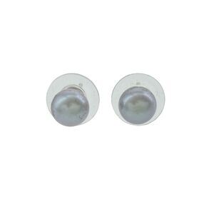 Estate Sterling Silver 925 7mm Gray Faux Pearl Stud Earrings